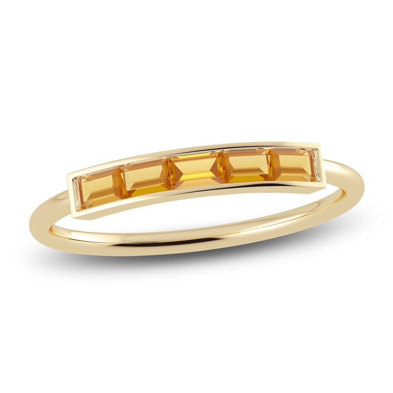 Main Image 1 of Juliette Maison Natural Citrine Baguette Bar Ring 10K Yellow Gold