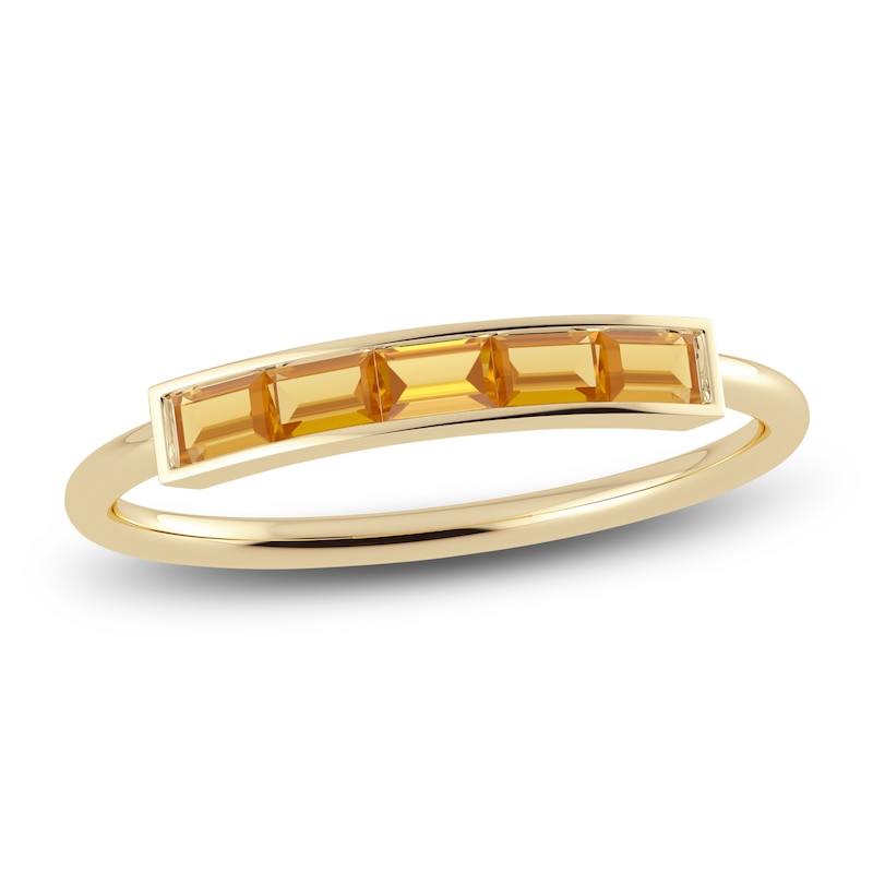 Juliette Maison Natural Citrine Baguette Bar Ring 10K Yellow Gold