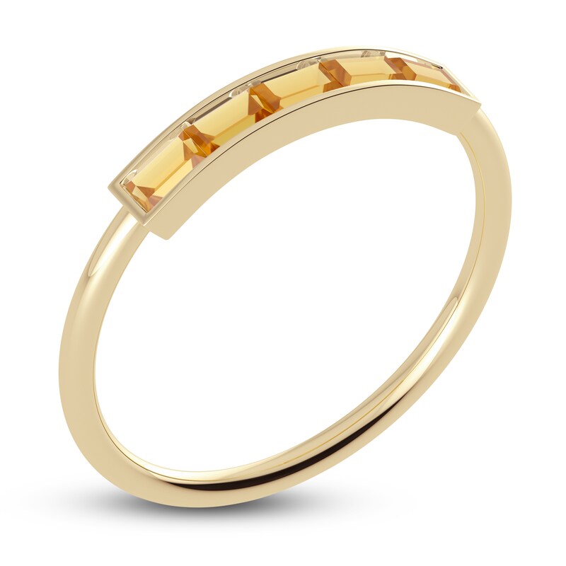 Main Image 2 of Juliette Maison Natural Citrine Baguette Bar Ring 10K Yellow Gold