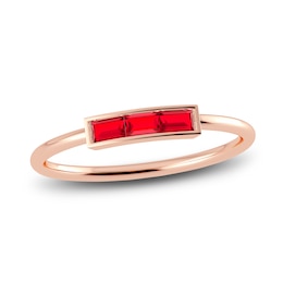 Juliette Maison Natural Ruby Baguette Bar Ring 10K Rose Gold