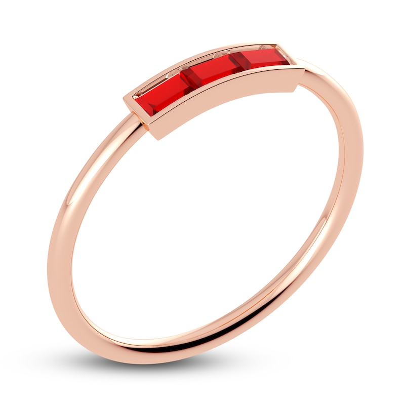 Main Image 2 of Juliette Maison Natural Ruby Baguette Bar Ring 10K Rose Gold