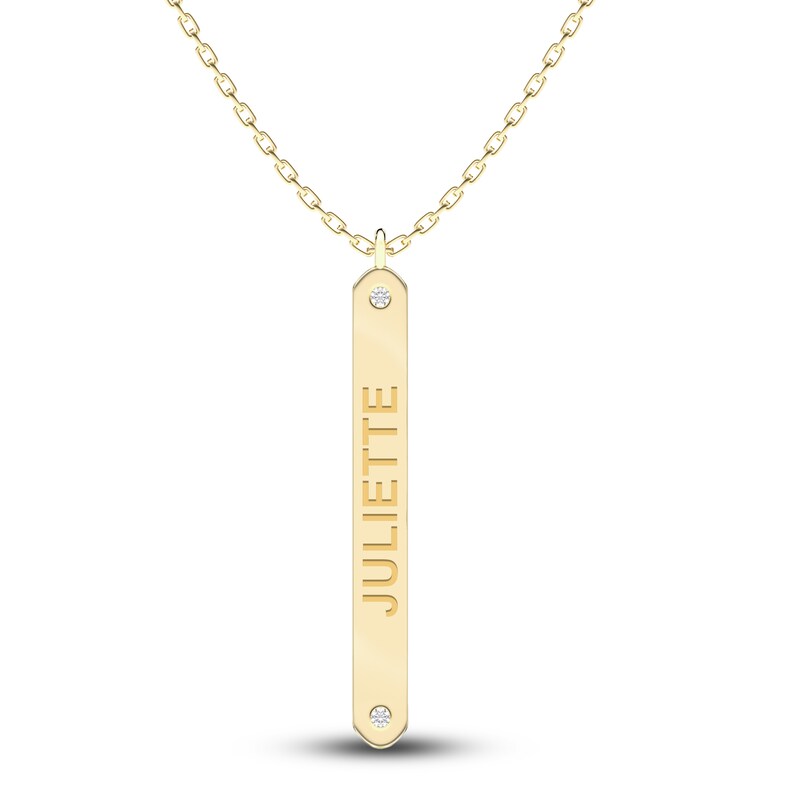 Main Image 1 of Juliette Maison Diamond Engravable Pendant Necklace Diamond Accents 10K Yellow Gold