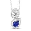 Thumbnail Image 1 of White & Blue Lab-Created Sapphire Pendant Necklace 10K White Gold 18"