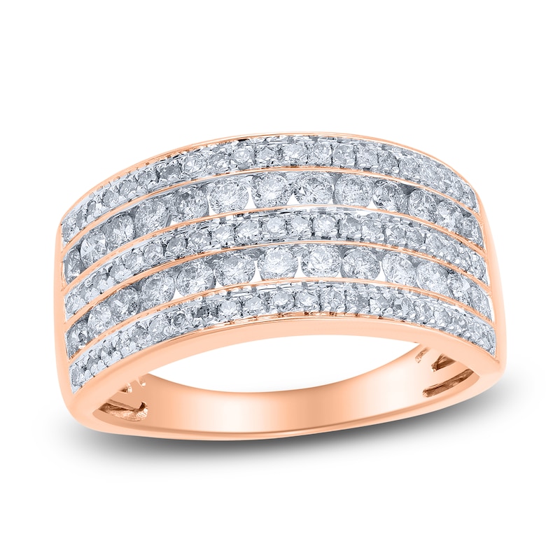 Main Image 1 of Diamond 5-Row Anniversary Band 1 ct tw Round 14K Rose Gold