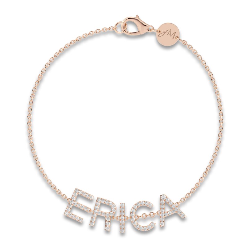 Main Image 1 of Juliette Maison Diamond Station Name Bracelet 3/4 ct tw Round 10K Rose Gold