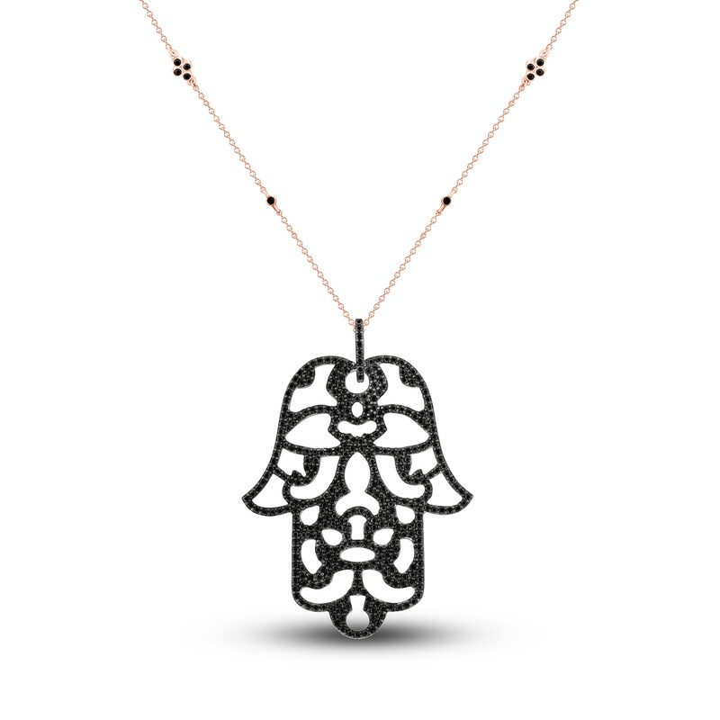 Black diamond hamsa necklace Clearance