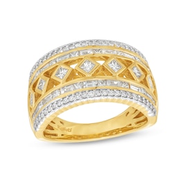 Kallati Diamond Ring 1 ct tw Round/Baguette 14K Yellow Gold