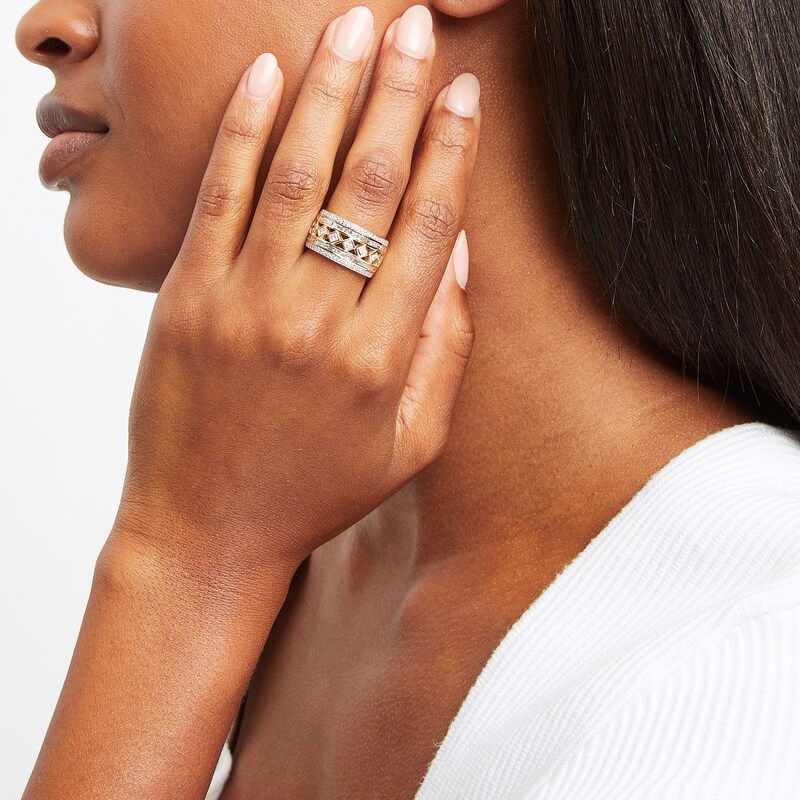 Main Image 2 of Kallati Diamond Ring 1 ct tw Round/Baguette/Princess 14K Yellow Gold