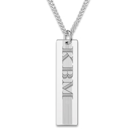 Men's Engravable Pendant Necklace Sterling Silver  22"