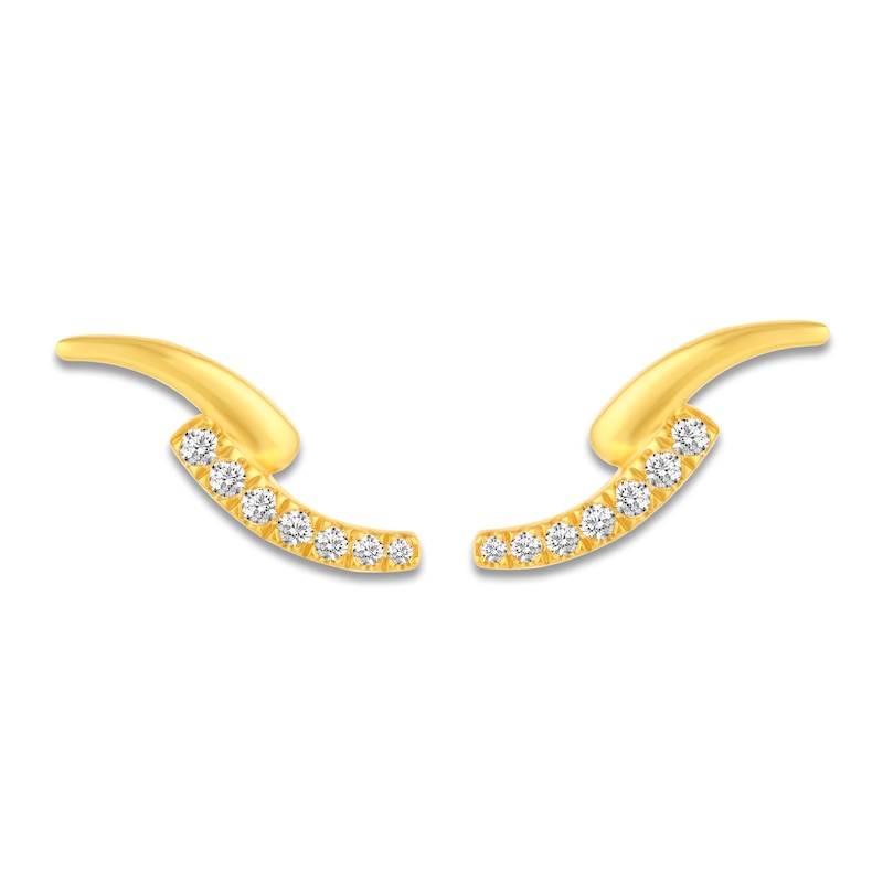 Diamond Flat Back Stud Earrings 1/5 ct tw Round 14K Yellow Gold