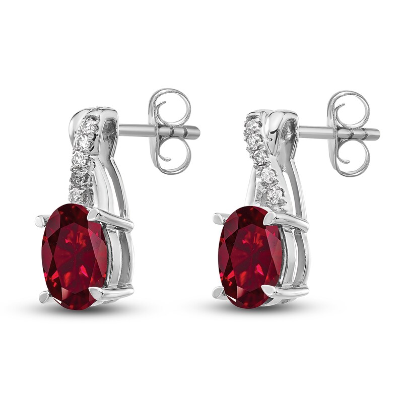 Main Image 2 of Natural Ruby Earrings 1/20 ct tw Diamonds 14K White Gold
