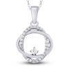 Thumbnail Image 1 of Diamond Double Oval Pendant Necklace 1/10 ct tw Round 14K White Gold 18"