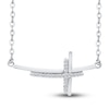Thumbnail Image 1 of Diamond Double Cross Necklace 1/10 ct tw Round 14K White Gold 18"