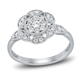 Diamond Floral Ring 1/3 ct tw Round 14K White Gold