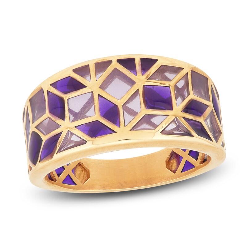 Main Image 1 of Italia D'Oro Ring Purple Enamel 14K Yellow Gold