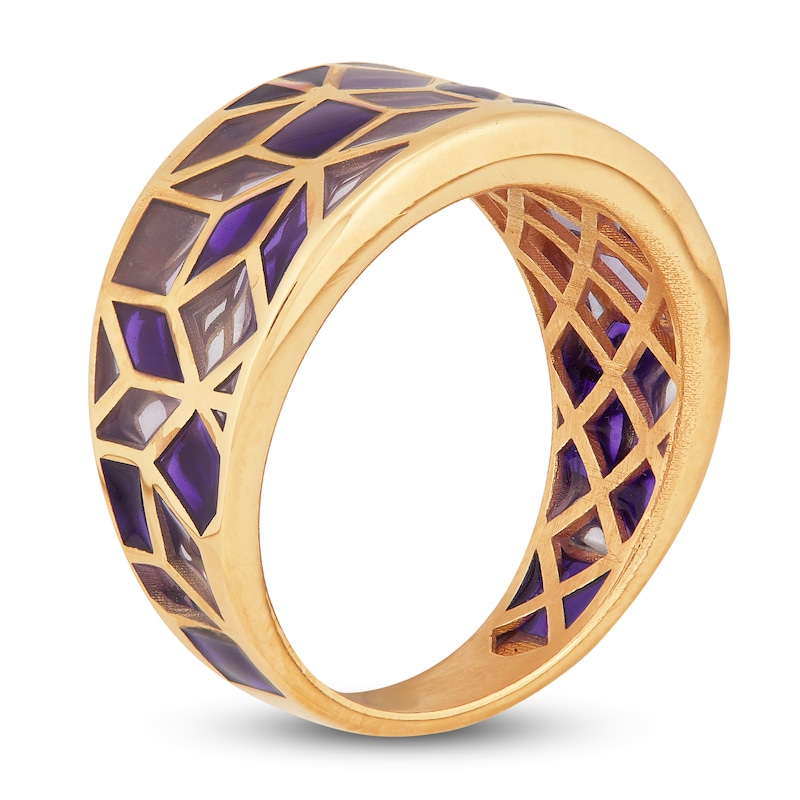 Main Image 2 of Italia D'Oro Ring Purple Enamel 14K Yellow Gold