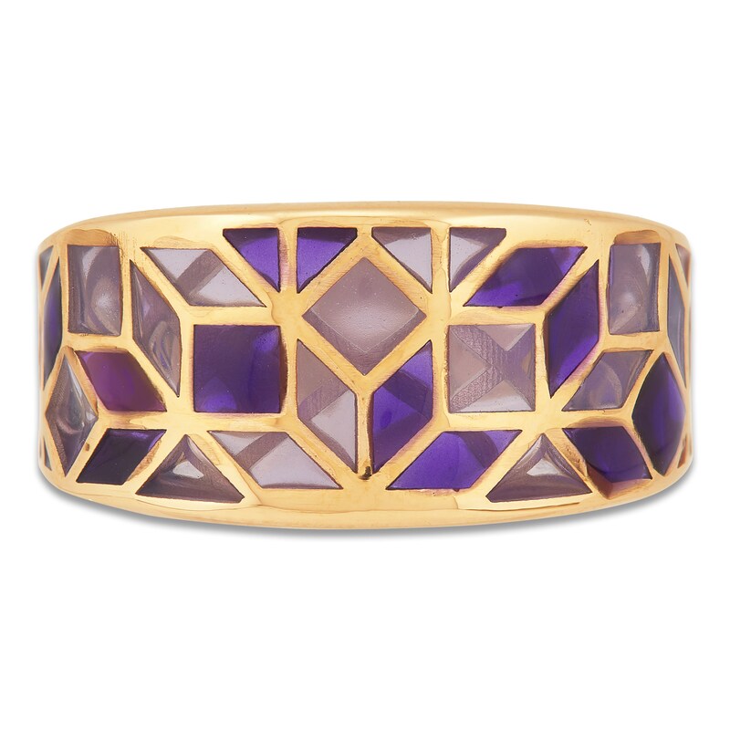 Main Image 3 of Italia D'Oro Ring Purple Enamel 14K Yellow Gold
