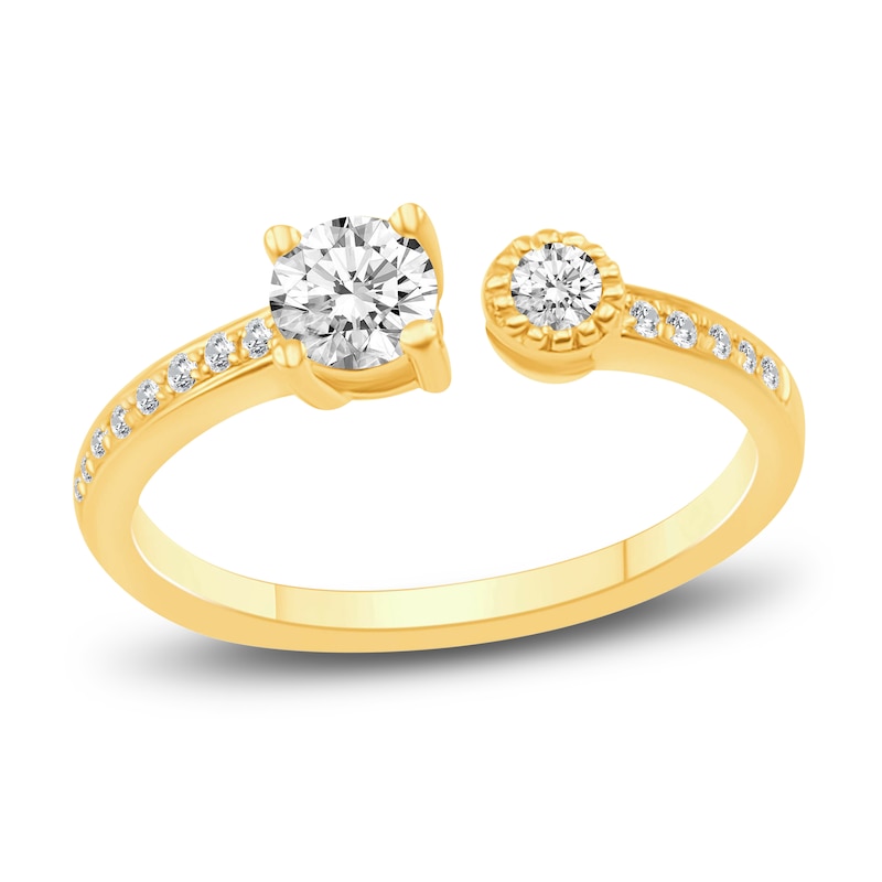 Main Image 1 of Diamond 2-Stone Wrap Ring 5/8 ct tw Round 14K Yellow Gold
