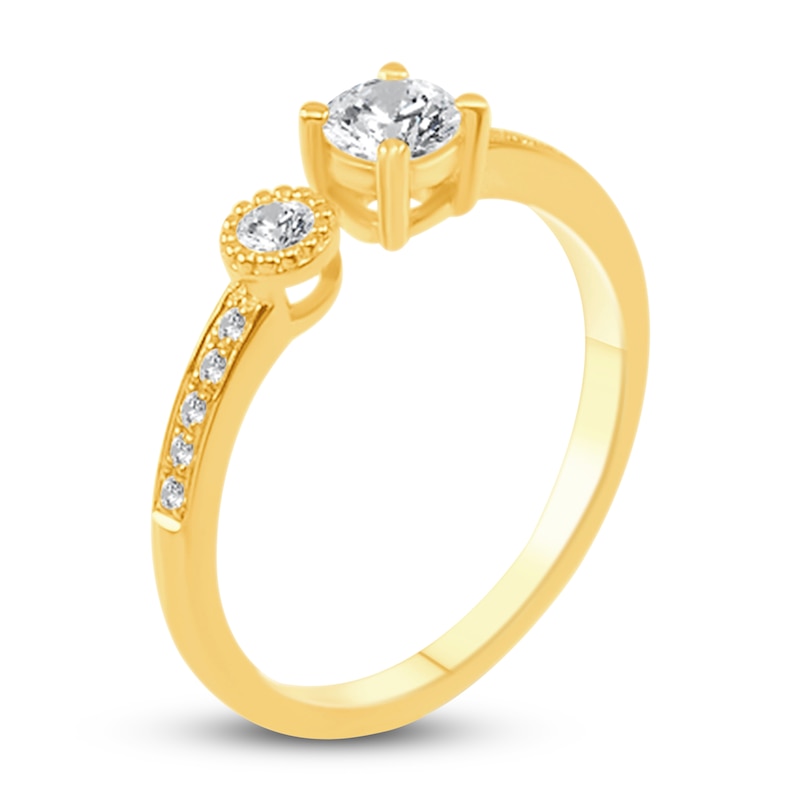 Main Image 2 of Diamond 2-Stone Wrap Ring 5/8 ct tw Round 14K Yellow Gold