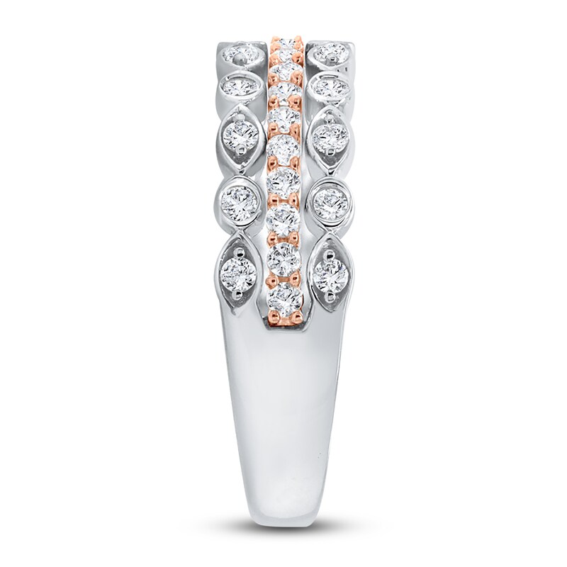 Main Image 2 of Diamond Multi Row Anniversary Band 1/2 ct tw Round 14K Two-Tone Gold