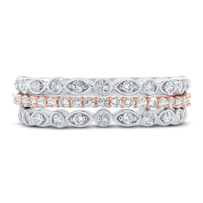 Main Image 3 of Diamond Multi Row Anniversary Band 1/2 ct tw Round 14K Two-Tone Gold