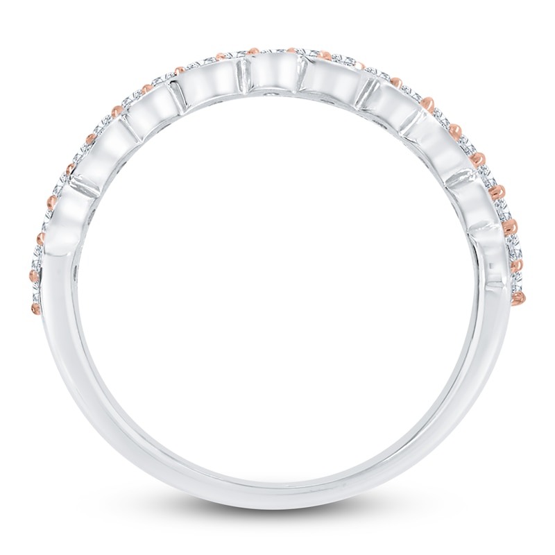 Main Image 4 of Diamond Multi Row Anniversary Band 1/2 ct tw Round 14K Two-Tone Gold