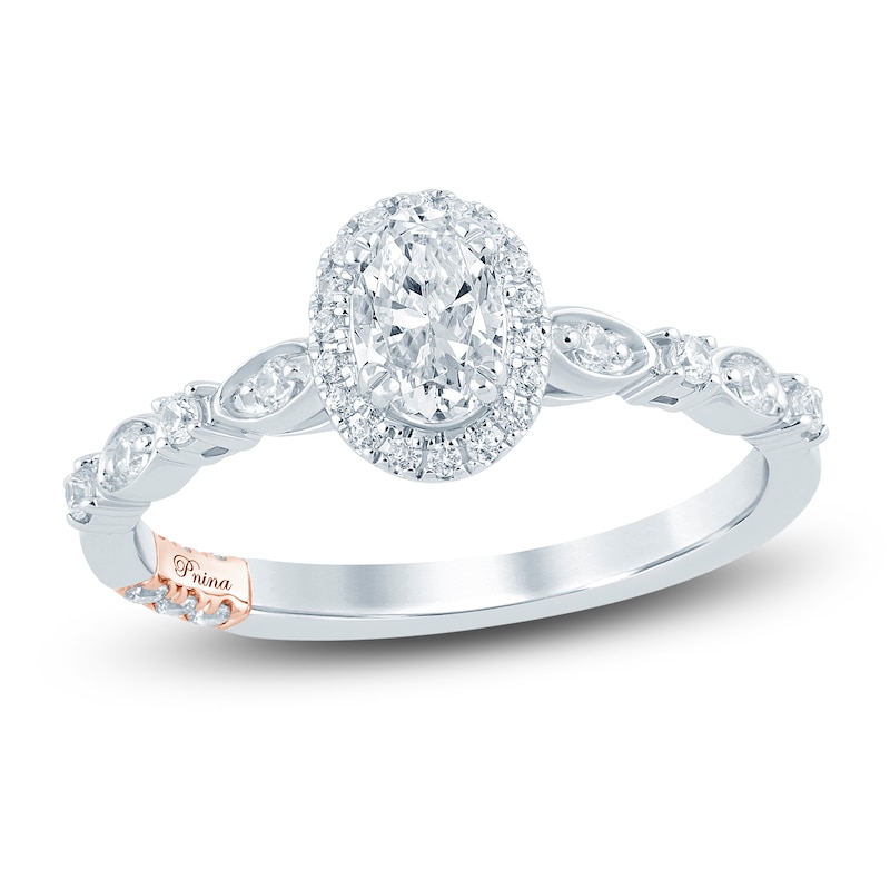 Pnina Tornai Diamond Engagement Ring 3/4 ct tw Oval/ Round Platinum