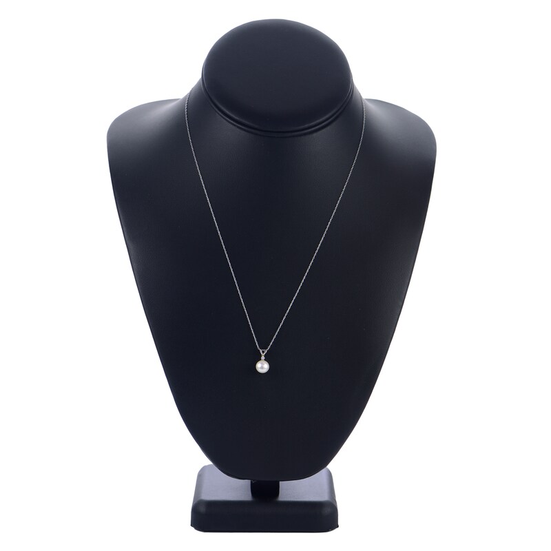 Main Image 2 of Freshwater Cultured Pearl Necklace Diamond Accent 14K White Gold 18"