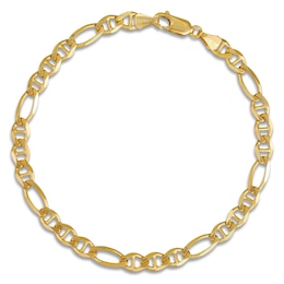 Solid Figaro Chain Bracelet 14K Yellow Gold 8&quot; 5.0mm