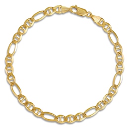 Solid Figaro Chain Bracelet 14K Yellow Gold 8" 5.0mm