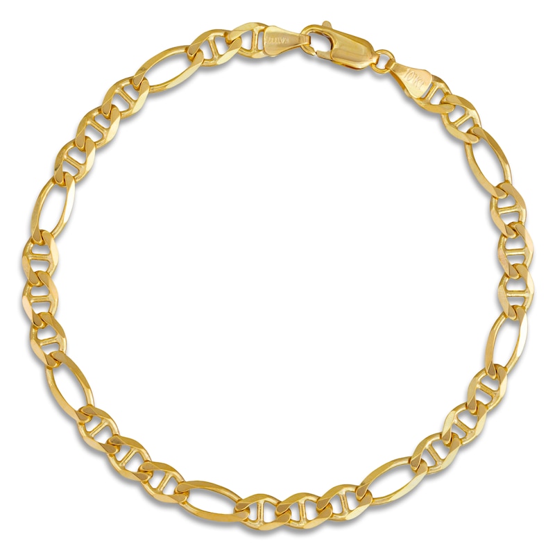 Solid Figaro Chain Bracelet 14K Yellow Gold 8