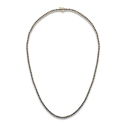 Black Diamond Tennis Necklace 7-1/2 ct tw Round 14K Yellow Gold 17"