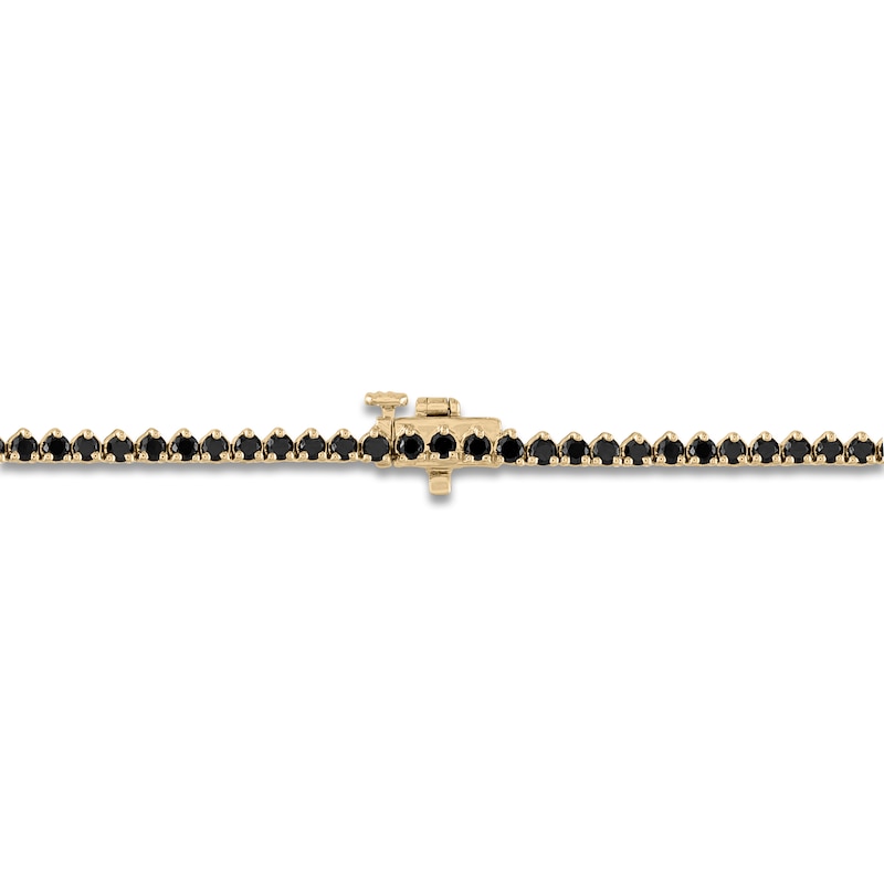 Main Image 3 of Black Diamond Tennis Necklace 7-1/2 ct tw Round 14K Yellow Gold 17"
