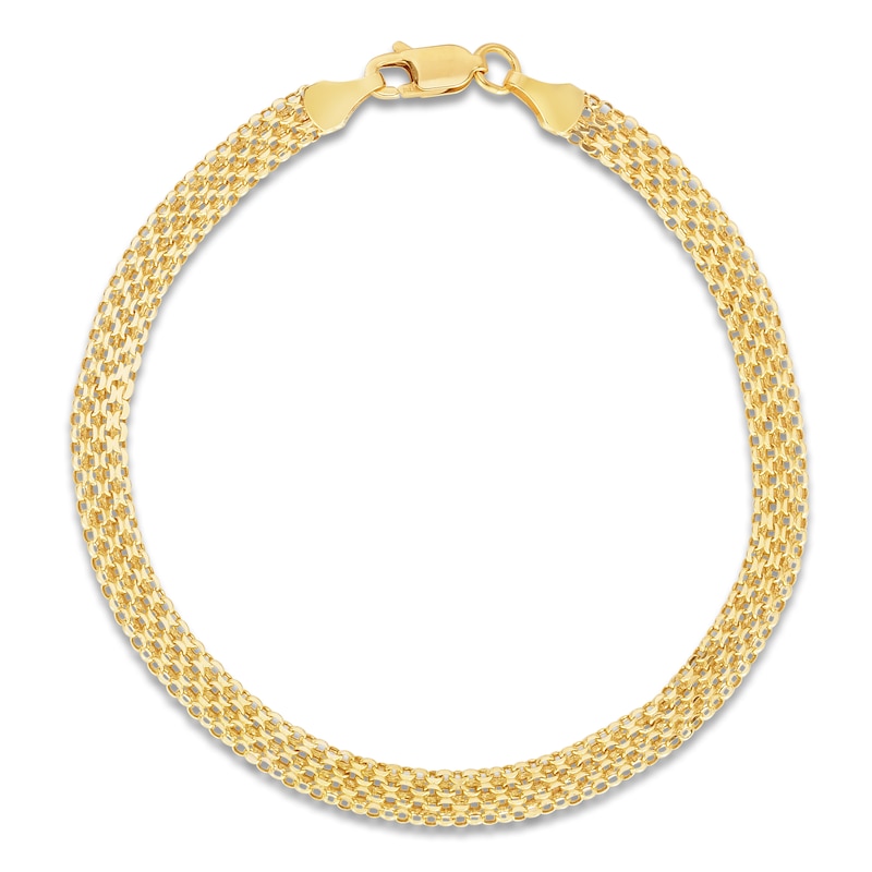 Main Image 1 of Hollow Bismark Chain Bracelet 14K Yellow Gold 7.25" 4.7mm