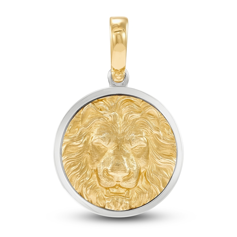 Main Image 1 of LUSSO by Italia D'Oro Men's Lion Head Coin Charm 14K Two-Tone Gold