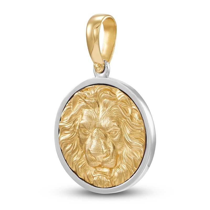 Main Image 2 of LUSSO by Italia D'Oro Men's Lion Head Coin Charm 14K Two-Tone Gold