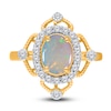 Thumbnail Image 2 of Kallati Oval-Cut Natural Opal Ring 3/8 ct tw Diamonds 14K Yellow Gold