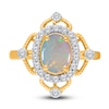 Thumbnail Image 3 of Kallati Oval-Cut Natural Opal Ring 3/8 ct tw Diamonds 14K Yellow Gold