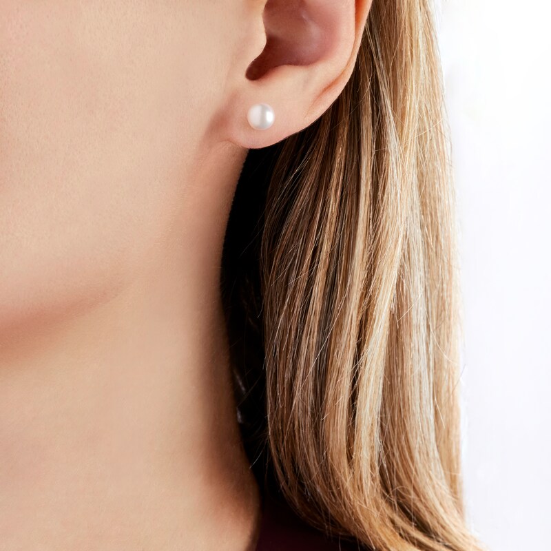 Main Image 4 of Yoko London White Freshwater Cultured Pearl Stud Earrings 18K White Gold