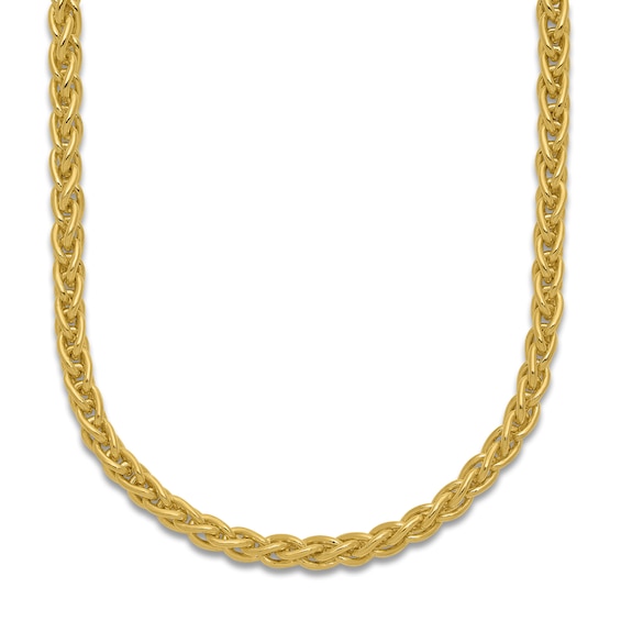 High-Polish Wheat Chain Necklace 24K Yellow Gold 18" 4.0mm