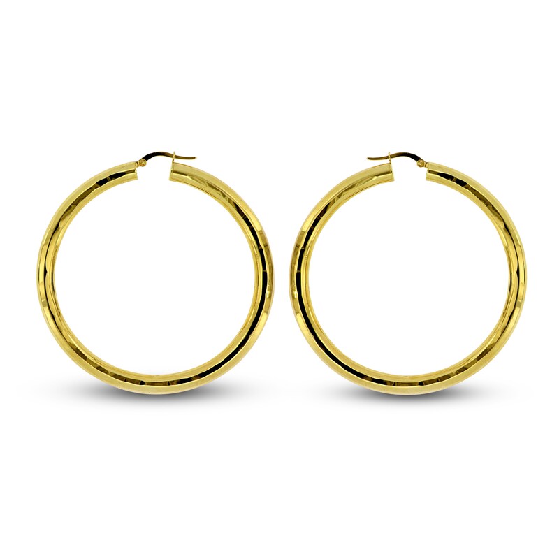 Diamond-Cut Hoop Earrings 14K Yellow Gold