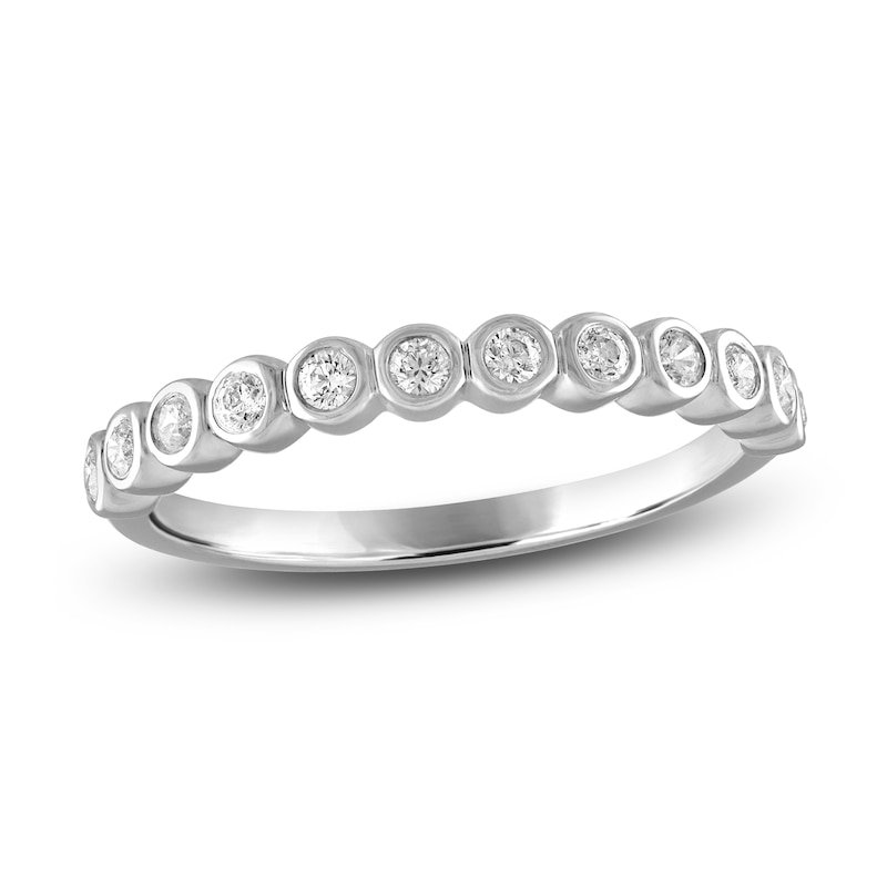 Diamond Bezel Wedding Band 1/4 ct tw 14K White Gold 2.7mm