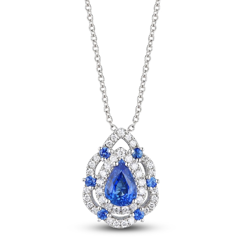 Main Image 1 of Le Vian Natural Sapphire & Diamond Necklace 1/5 ct tw Platinum