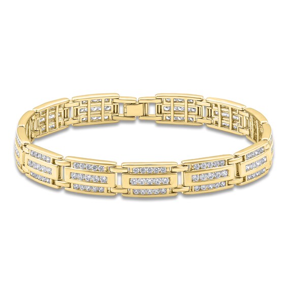 Mens TripleRow Diamond 5 ct tw 14K Yellow Gold