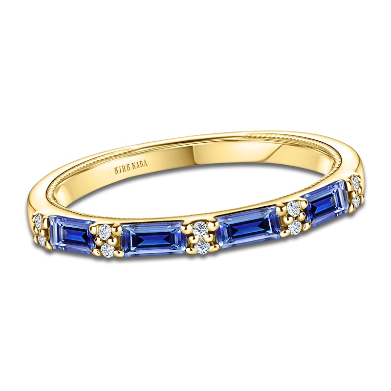 Main Image 1 of Kirk Kara Natural Blue Sapphire & Diamond Wedding Band 1/20 ct tw 18K Yellow Gold