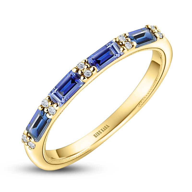 Main Image 2 of Kirk Kara Natural Blue Sapphire & Diamond Wedding Band 1/20 ct tw 18K Yellow Gold