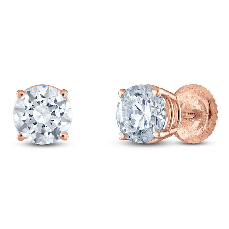Main Image 2 of Round-Cut Lab-Grown Diamond Solitaire Stud Earrings 1/2 ct tw 14K Rose Gold (F/SI2)