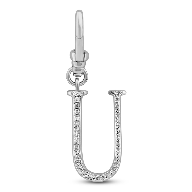 Main Image 1 of Charm'd by Lulu Frost Diamond Letter U Charm 1/8 ct tw Pavé Round 10K White Gold