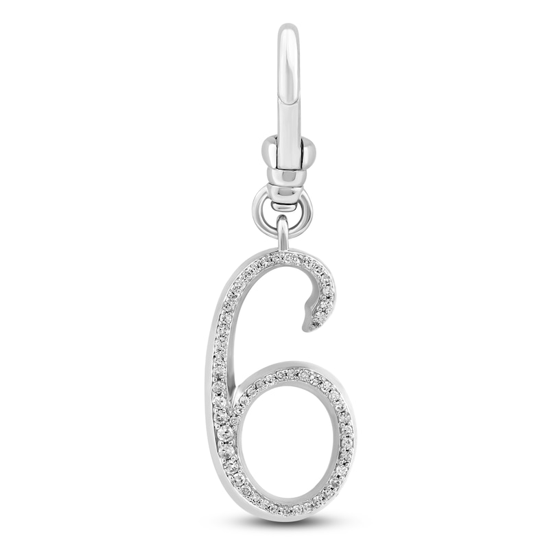 Main Image 1 of Charm'd by Lulu Frost Pavé Diamond Number 6 Charm 1/8 ct tw 10K White Gold