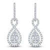 Thumbnail Image 1 of Multi-Diamond Twist Drop Hoop Earrings 1-3/8 ct tw 14K White Gold